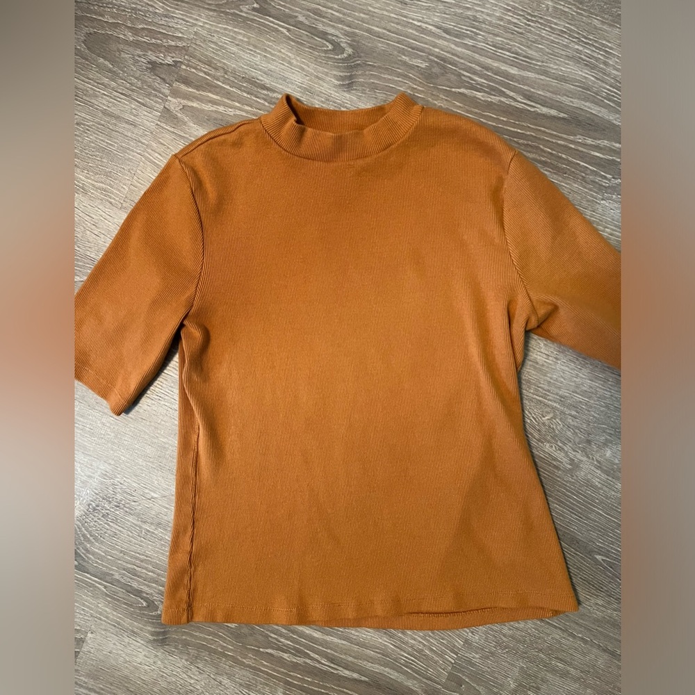 Maeve by Anthropologie Rust Colored, ribbed Shirt